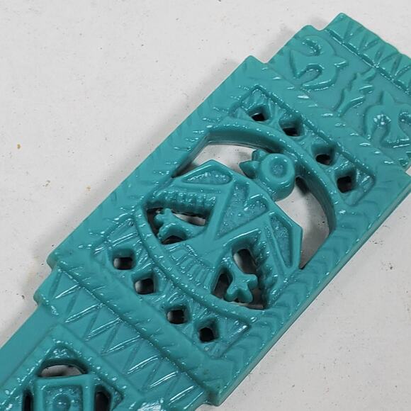 Vintage Letter Opener Teal Tribal Thunderbird Plastic - Picture 2 of 3